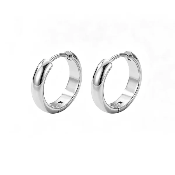 In-stock titanium steel earrings for women, simple wide plain black earrings, men's cool and stylish ear cuffs, unique ear studs, trendy style
