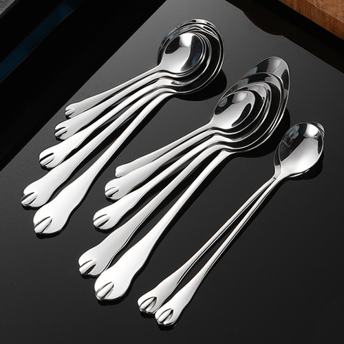Stainless steel spoon hotel supplies western tableware water drop handle household round spoon coffee stirring spoon can be added with logo