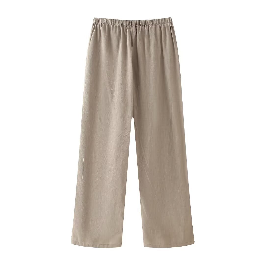 Roupas femininas verão 2024 novo estilo quimono texturizado trespassado conjunto de calças_voghion.com