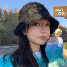 2020新款毛绒毛茸茸兔毛渔夫帽女盆帽冬季百搭韩版帽子秋冬潮时尚