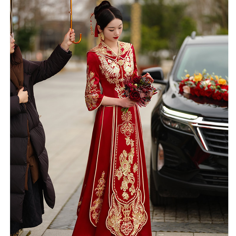 Xiuhe ドレス花嫁の 2025 新しいトーストドレスハイエンドの高級中国のウェディングドレスウェディングドレスウェディングガールショーと|undefined