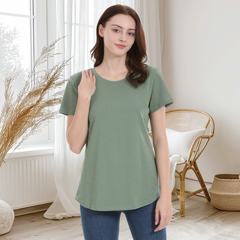国境を越えた欧米の妊婦の上着の授乳服の外でゆったりした妊婦の半袖tシャツを着て、夏服の大きいサイズのS-5XLをあげます。|undefined