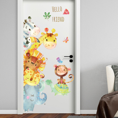 Fanxi Cartoon Watercolor Peeping Animal Combination Wall Sticker Children's Room Kindergarten Decoration Sticker FX7519