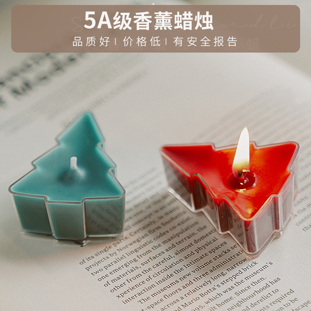 Árbol de Navidad pequeño adornos de cera de té hechos a mano Navidad cera de aroma regalo cera de aroma cera de estilo