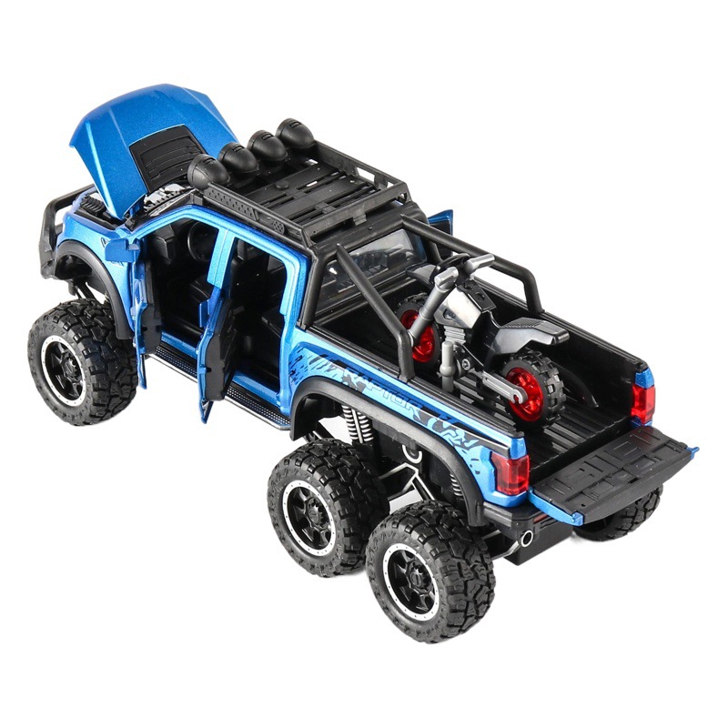 Coche en caja para Ford Raptor F150 modelo de coche de aleación para niños juguete Tire hacia atrás modelo de coche entrega