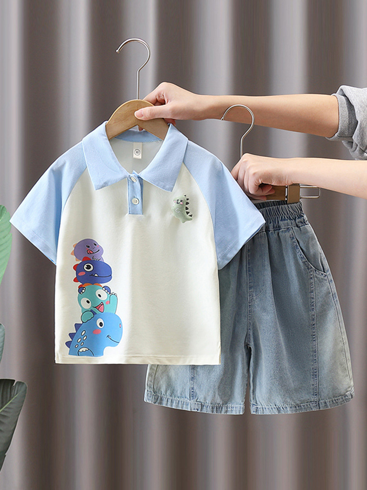 8133 traje de verano para niños 2025 nuevos polos para niños pantalones cortos 1-234567 años bebé verano