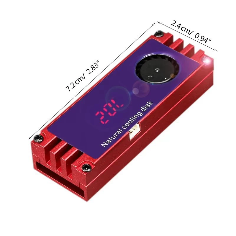 Радиатор для M.2 SSD, индикатор температуры, бесшумный, термопрокладка, броня для SSD с турбинным охлаждающим вентилятором