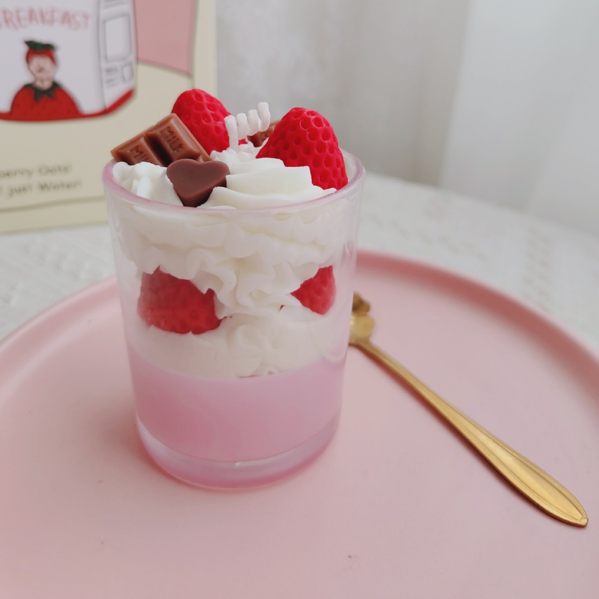 Erdbeer-Schokoladen-Duftkerze aus Sojawachs, handgefertigt, ideal als grenzüberschreitendes Geschenk, Dessert, Halloween oder Weihnachten_voghion.com