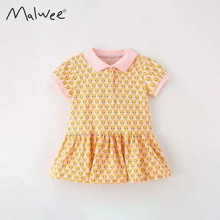malwee女童裙子夏季新款欧美中小童洋气小女孩短袖儿童装连衣裙