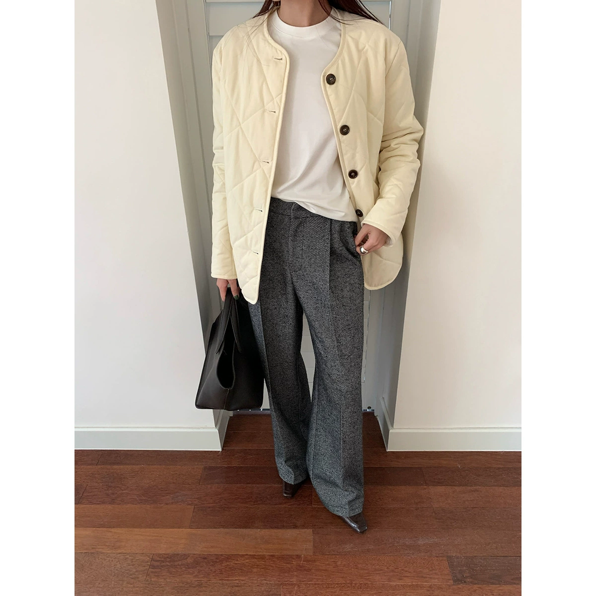 Yi En Ou inbyin текстура онлайн шерстяные брюки для женщин высокого уровня осенние и зимние брюки складки тонкие прямые брюки