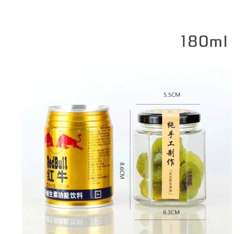 卸売 六角形蜂蜜ガラス瓶 漢方薬分注瓶 膏薬瓶 梨膏瓶 チリソース瓶 ガラス瓶 密封|undefined