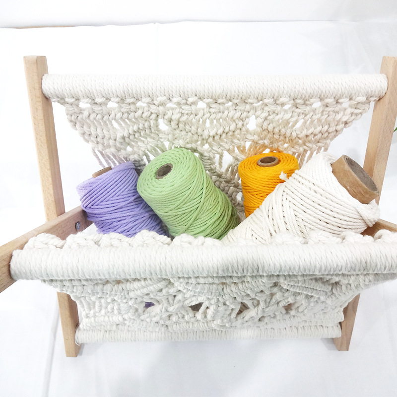 居家收纳装饰置物架北欧棉绳编织收纳架可折叠书报杂物整理储物筐