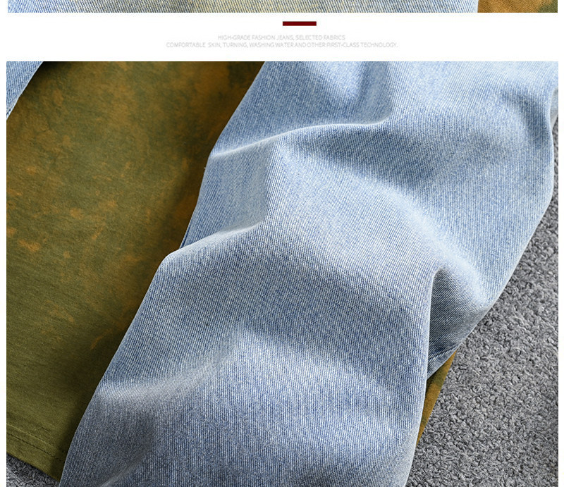 Men's Vintage Washed Jeans - Relaxed Straight-Leg High Street Denim Pants With Wave Crease Design, Light Blue_mkmklike.com
