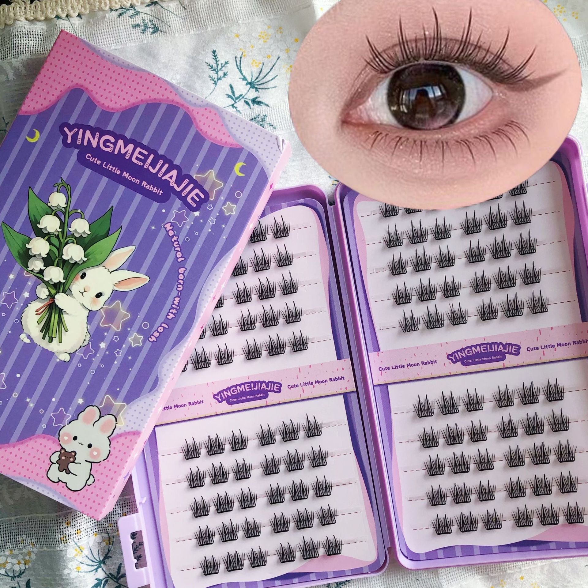 20 filas de paquete de caja de regalo de pestañas falsas transfronterizas, pestañas falsas densas, pestañas falsas sin pegamento.