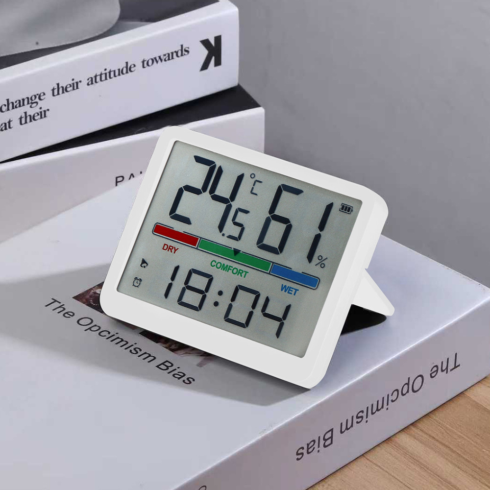 Factory Direct Sales Multifunctional Color Screen Temperature and Humidity Meter Indoor Large Screen Digital Clock Household Electronic Temperature and Humidity Meter