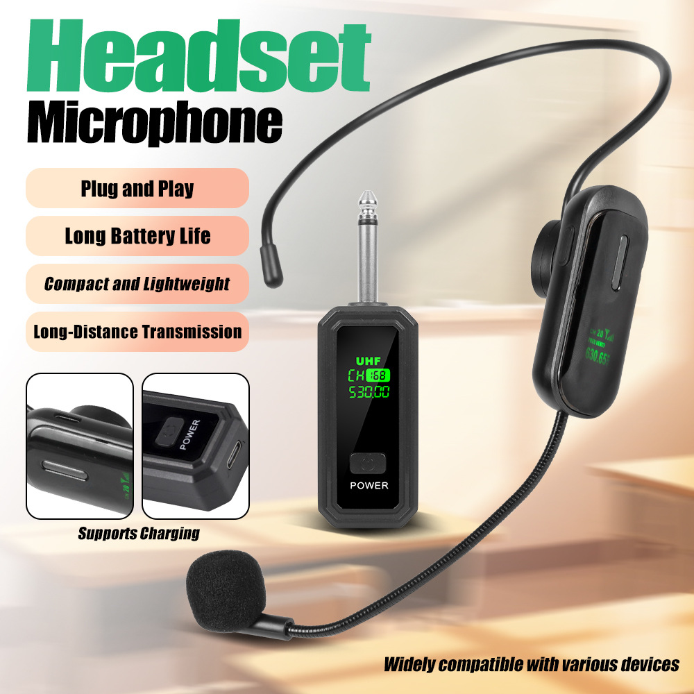 Cross-Border 2.4g Wireless Microphone Karaoke Performance Performance Rechargeable Microphone Lavalier Headset One for Two