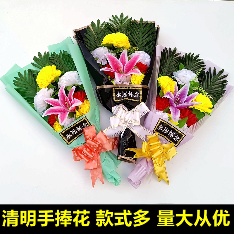 Qingming Festival simulation hand holds the grave plastic wealthy…