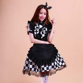 cosplay服 潜行吧!奈亚子-奈亚子装1代-黑白格子女仆装舞台服、表