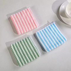 Stripe-patterned thick coral velvet wholesale kitchen supplies for oil removal and cleaning, absorbent scouring pads and dish towels