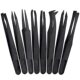 Anti-static Black Plastic ABS Tweezers Tool Plastic Tweezers Pointed Head Flat Head Elbow Round Head Wide Mouth Flat Head