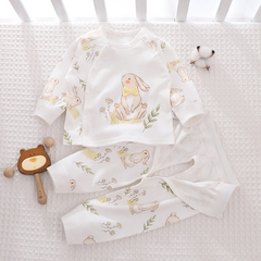 嬰兒衣服純棉套裝春秋無骨男女童初生寶寶四季款雙按扣腰圍分體衣