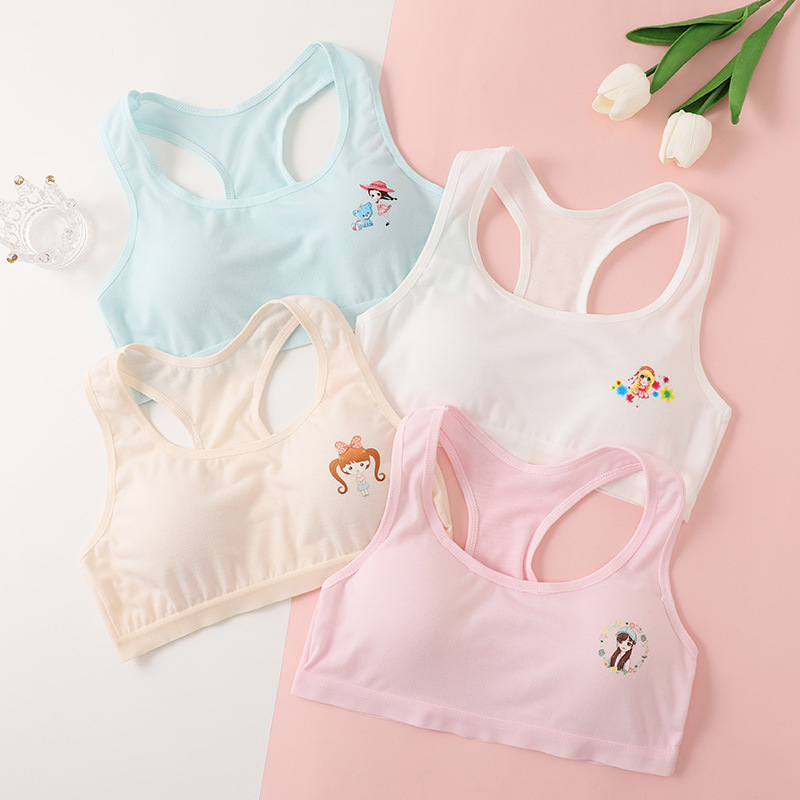 Special Offer for Girls' Underwear for Junior High School Students, Older Children, Development Period, Primary School Students, Sports Vests, Cotton Cross-Border