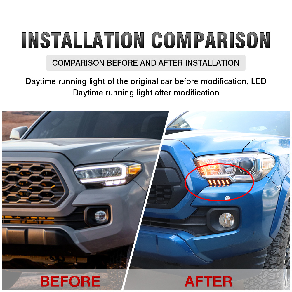 OKEEN is suitable for 2016-20 Toyota Tacuma daytime running lights with two-color streamer steering daytime running lights