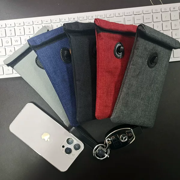 2026 New Cross-Border Rfid Mobile Phone Signal Blocking Bag Car Signal Blocking Key Cover Foldable Canvas Faraday Bag