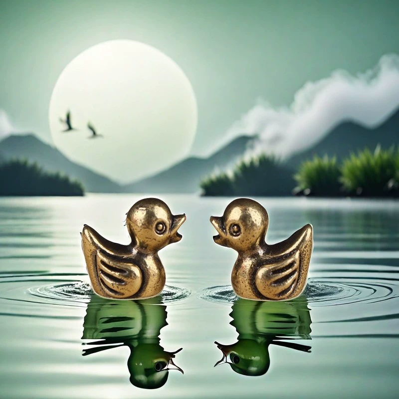 Маленькая утка с медным покрытием, чайный питомец, украшения для журнального столика, бронзовые поделки, милые утка, автомобильные украшения, поставка для уличного киоска