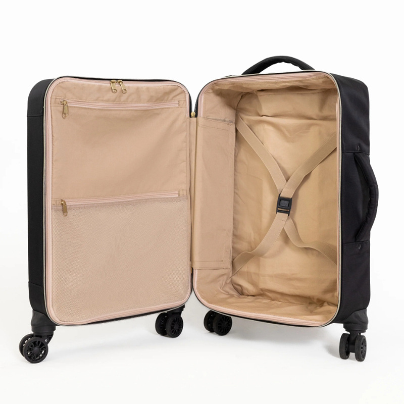 Vali vải Oxford 20 inch chống sốc, chắc chắn, bền bỉ, mở trước khi lên máy bay — Màu đen