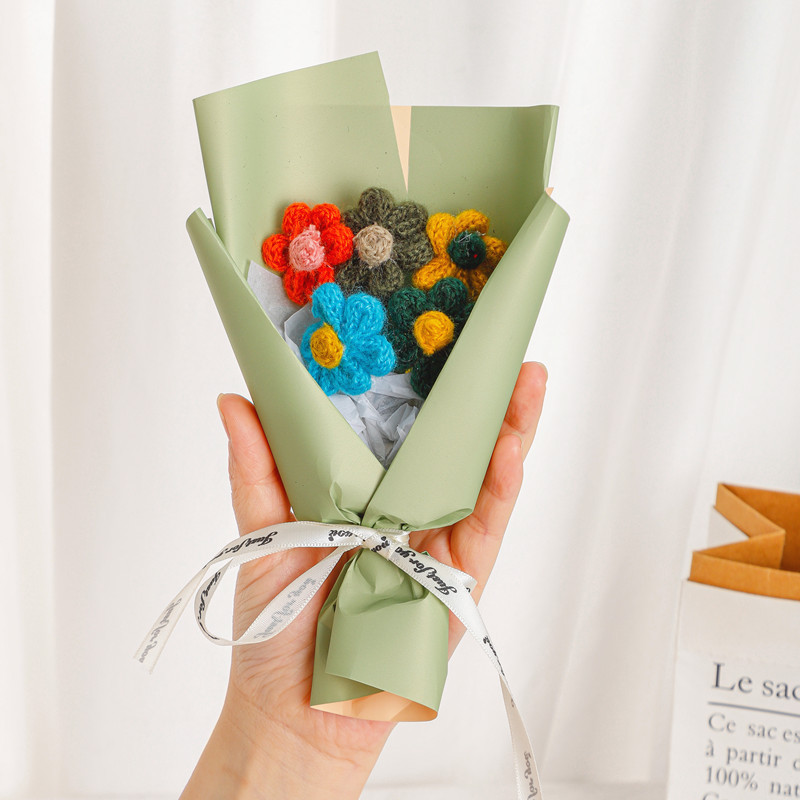 Regalos creativos de Acción de Gracias y Navidad, flores de punto, pequeños ramos, decoraciones florales de hilo, adornos, regalos de Año Nuevo