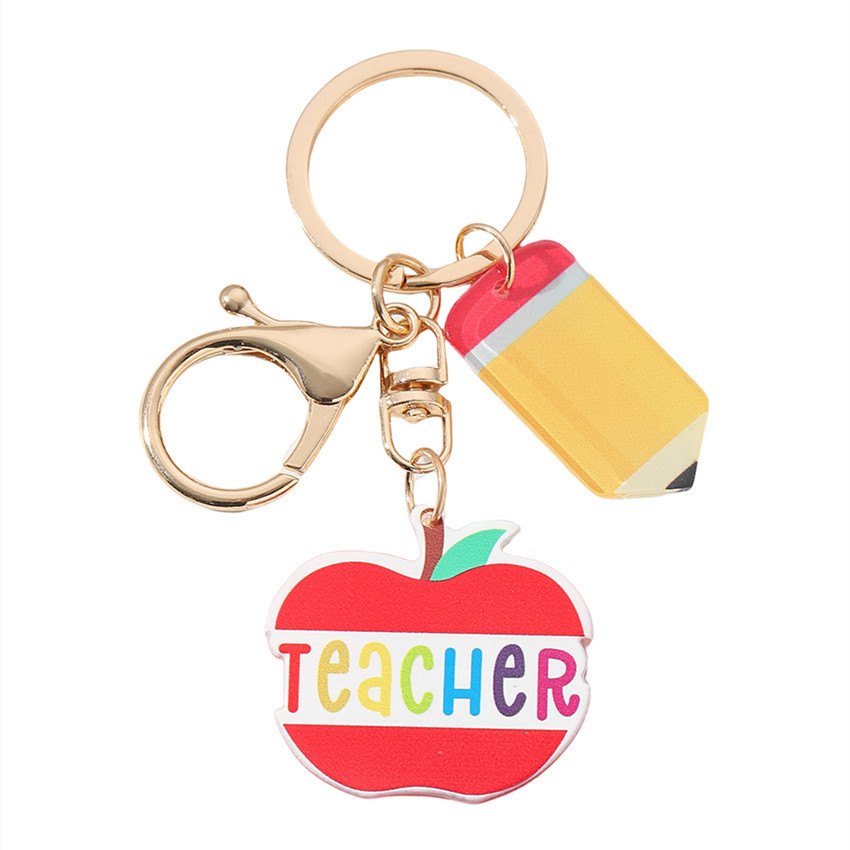 Colgante Temporada de graduación llavero de lápiz Día del Maestro regalo de decoración manzana colgante acrílico docente Inglés