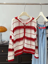 条纹针织开衫女2025夏季流行单品时尚外搭短款空调防晒衫外套上衣