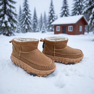 3336 autumn and winter snow boots thick-soled British style retro leather increased tire shoes cotton and thickening northeast large cotton shoes