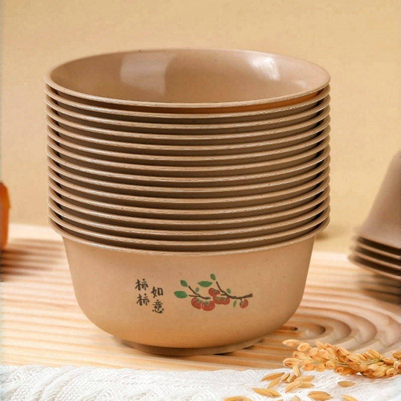 稻壳一次性碗筷餐具圆碗可降解食品级加厚酒席加硬耐高温家用批发|undefined