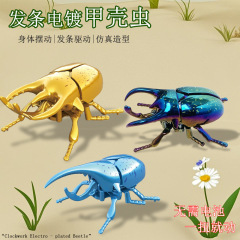 玩具爆款网红发条上链仿真格斗甲虫独角仙昆虫儿童观察益智玩具批