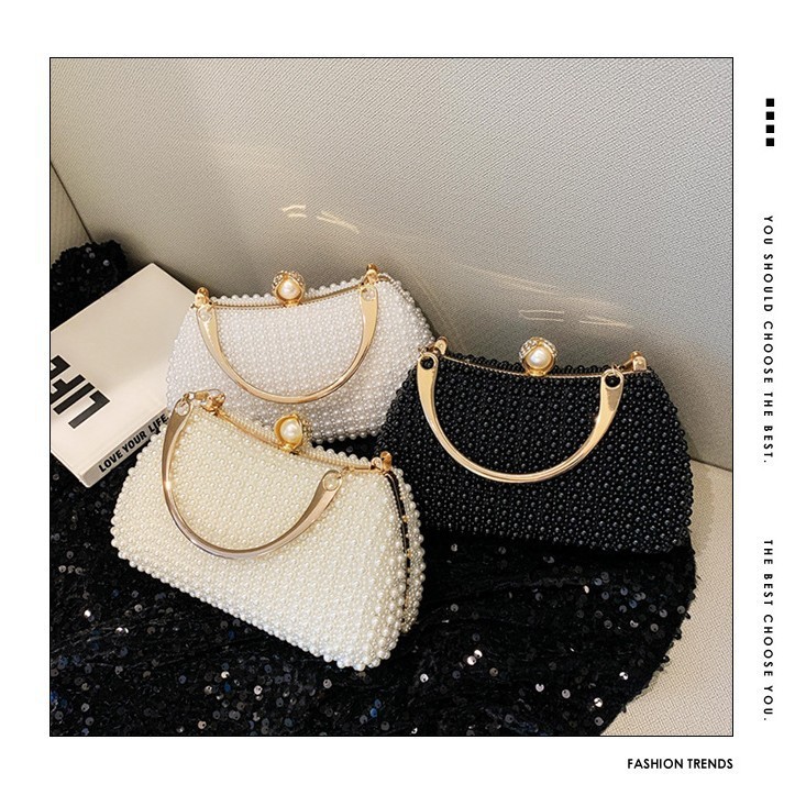 Bolsa de cena de lujo ligera transfronteriza, vestido de fiesta, bolsa de mano de perla, temperamento de celebridad, bolsa de cena de alto nivel