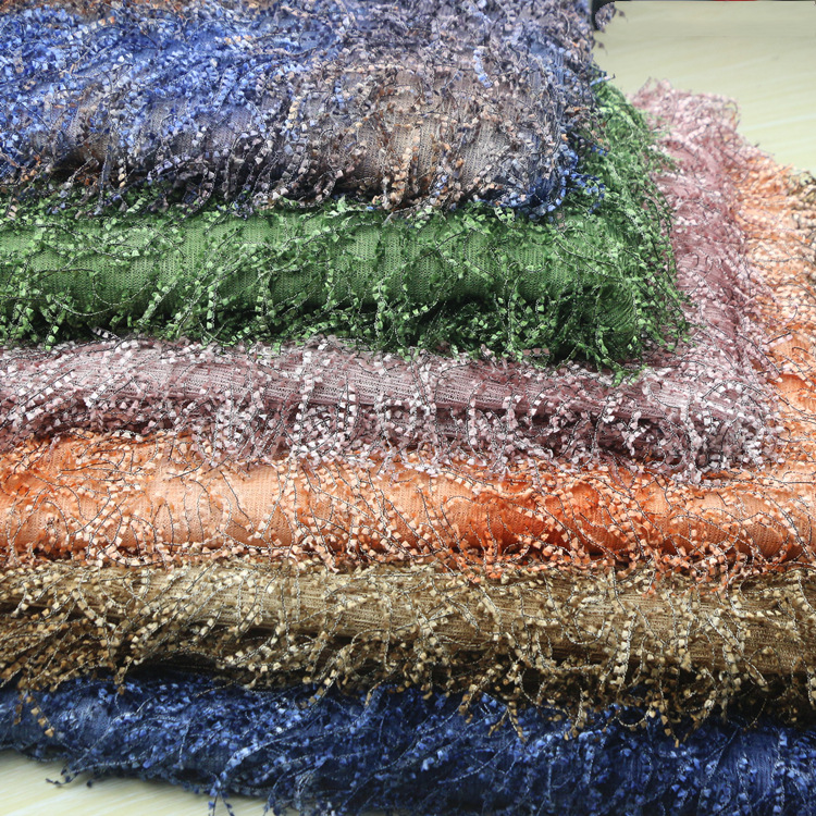 扎染黑丝烟花绒松针绒羽飞绒香妃绒鸵鸟绒绒睫毛绒扎染松叶绒布料