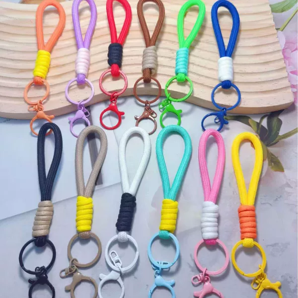 Color matching paint lobster clasp mobile phone lanyard key chain simple lanyard car key ring hand woven rope wholesale