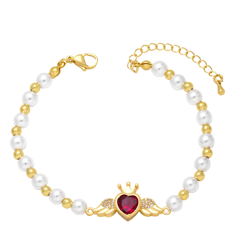 Fashion Heart Shape Copper Plating Rhinestones Bracelets 1 Piece