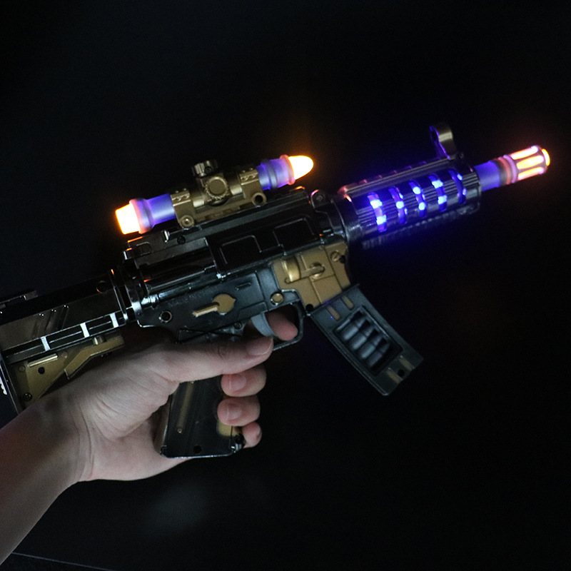 Pistola de juguete eléctrica para niños, vibración telescópica, luz de música, ametralladora, juguetes para niños, puñeta de ocho tonos, mercado nocturno