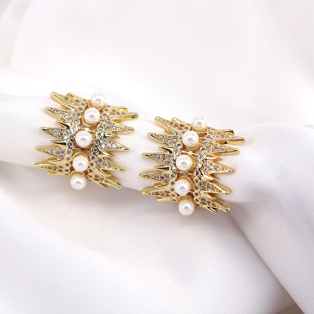 new fashion jewelry pearl microencrusted zircon womens full diamond copper ringpicture1
