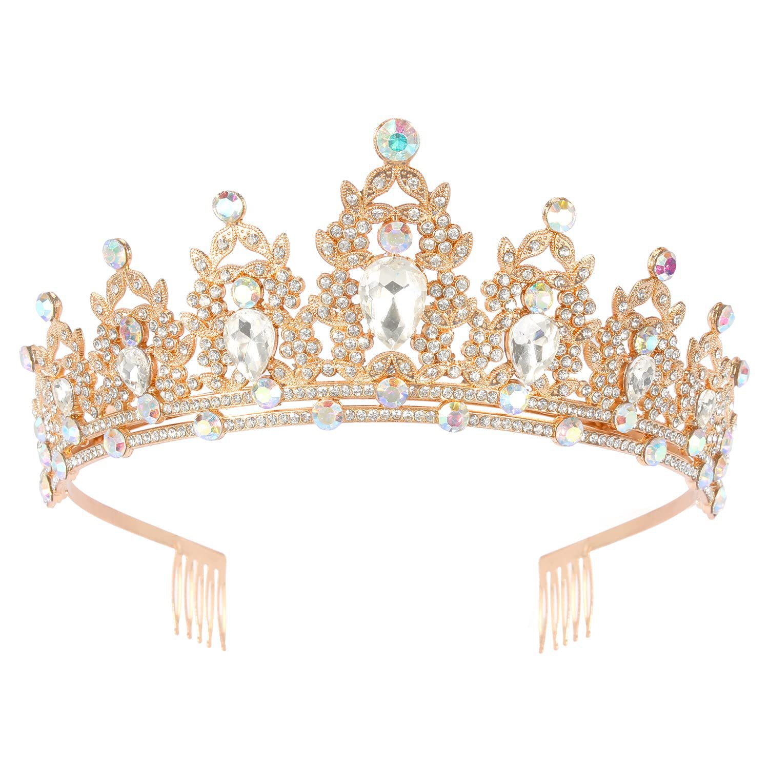 Cross-border European and American fashion alloy crown headdress birthday headband flash diamond queen baroque crown headdress_voghion.com