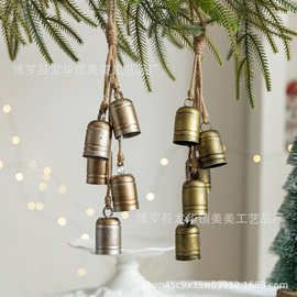 美美跨境新品圣诞节花环藤条装饰品铃铛波西米亚复古风前门庭摆件