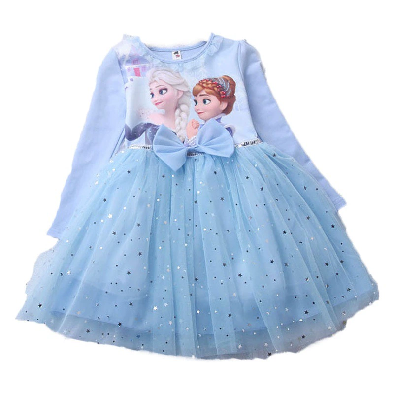 Замороженные платье принцессы для девочек с длинными рукавами