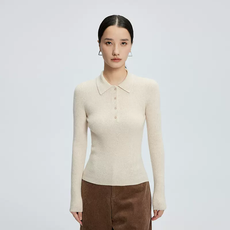POLO领羊绒针织衫女秋冬气质修身上衣内搭羊毛衬衣外穿通勤打底衫