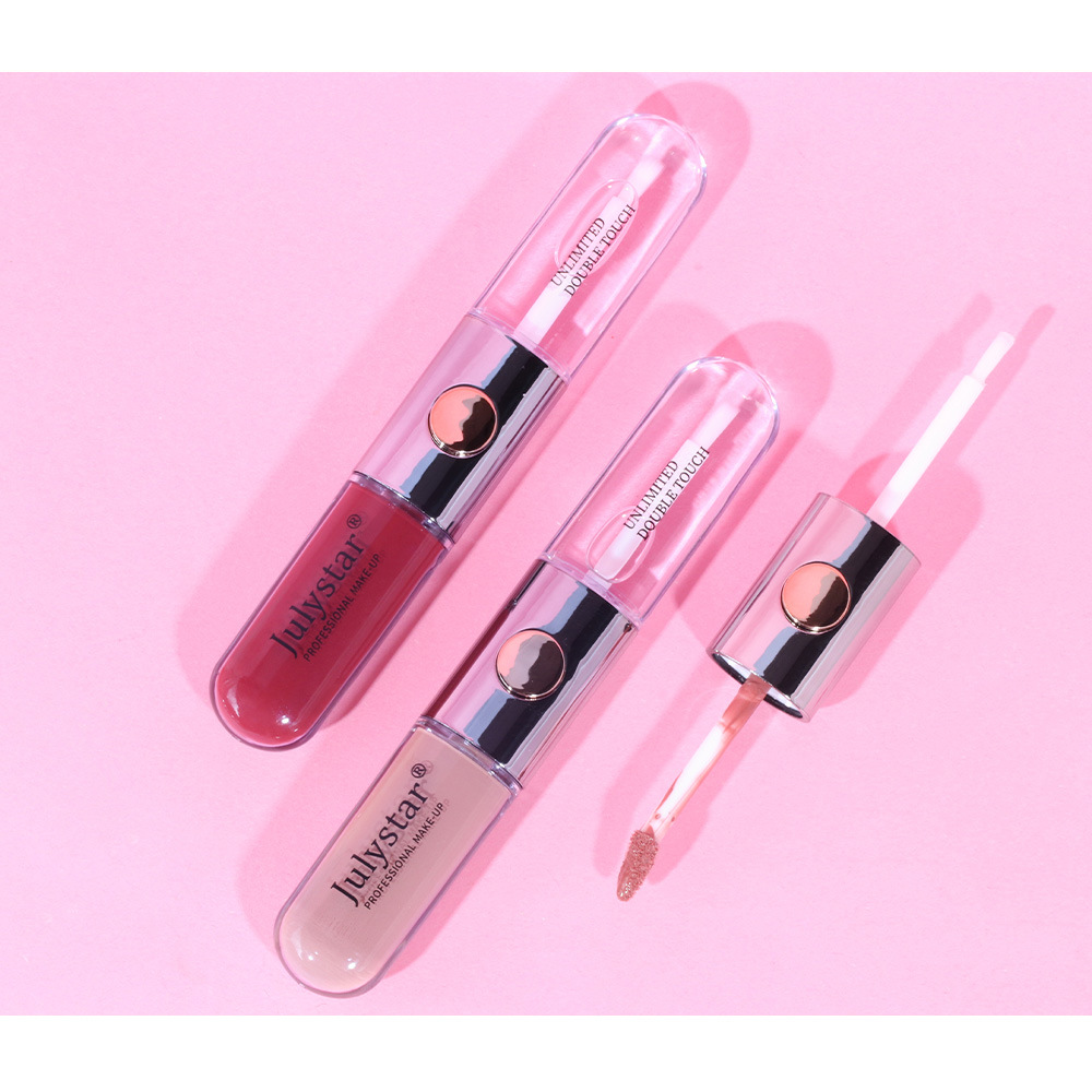 Julystar Beauty's double-head mirror lip gloss is easy to apply and does not fade or stick to a cup of water undefined