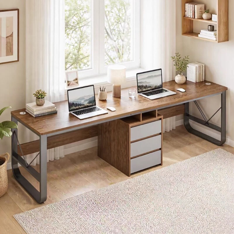Double-Person Extended Desk for Bedroom, Dual-Purpose Computer and Office Desk, Home Storage, Study and Work, Durable Desktop Table and Chair Set Double-Person Extended Desk for Bedroom, Dual-Purpose Computer and Office Desk, Home Storage, Study and Work, Durable Desktop Table and Chair Set