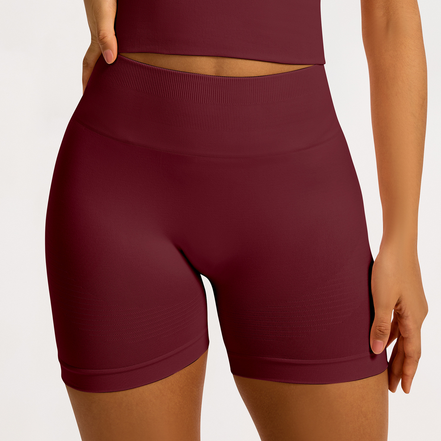 Cross-border sin costuras ajustado de cintura alta pantalones cortos de yoga mel桃 hip lifting pantalones de fitness para correr pantalones cortos deportivos elásticos