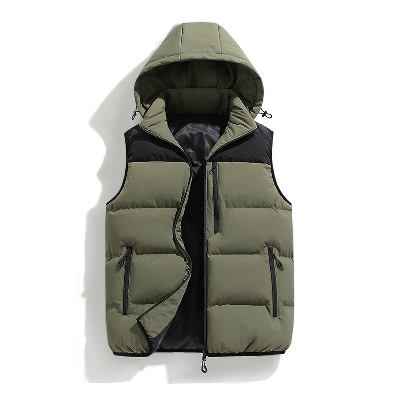 Cross-Border Men's New Multi-Pocket Waterproof Outdoor Hooded Vest with Detachable Hood Jacket Men's Vest